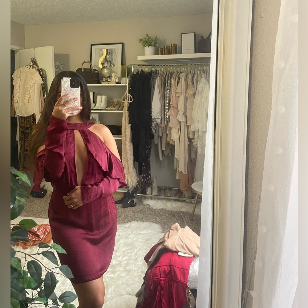 Backless Burgundy Dress